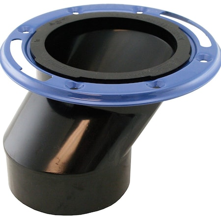 Jones Stephens 3in. x 4in. ABS Offset Closet Flange with Metal Ring less Knockout C54401